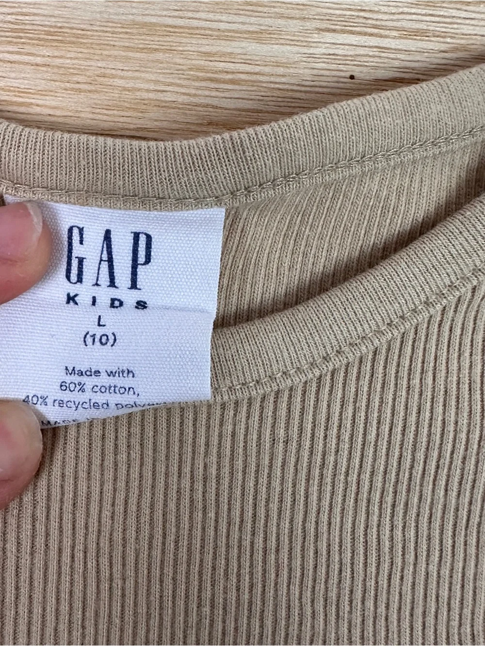 GAP Kids Ribbed Crewneck Tee - Beige